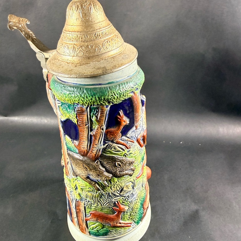 Vintage German Fox Hunt Beer Stein (Jägerfreude motif) - Picture 2 of 5